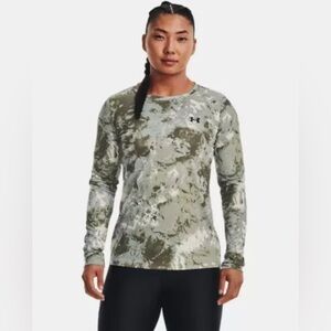 Under Armour Womens UA Velocity Printed Long Sleeve T-shirt Marine OD Green SzXS